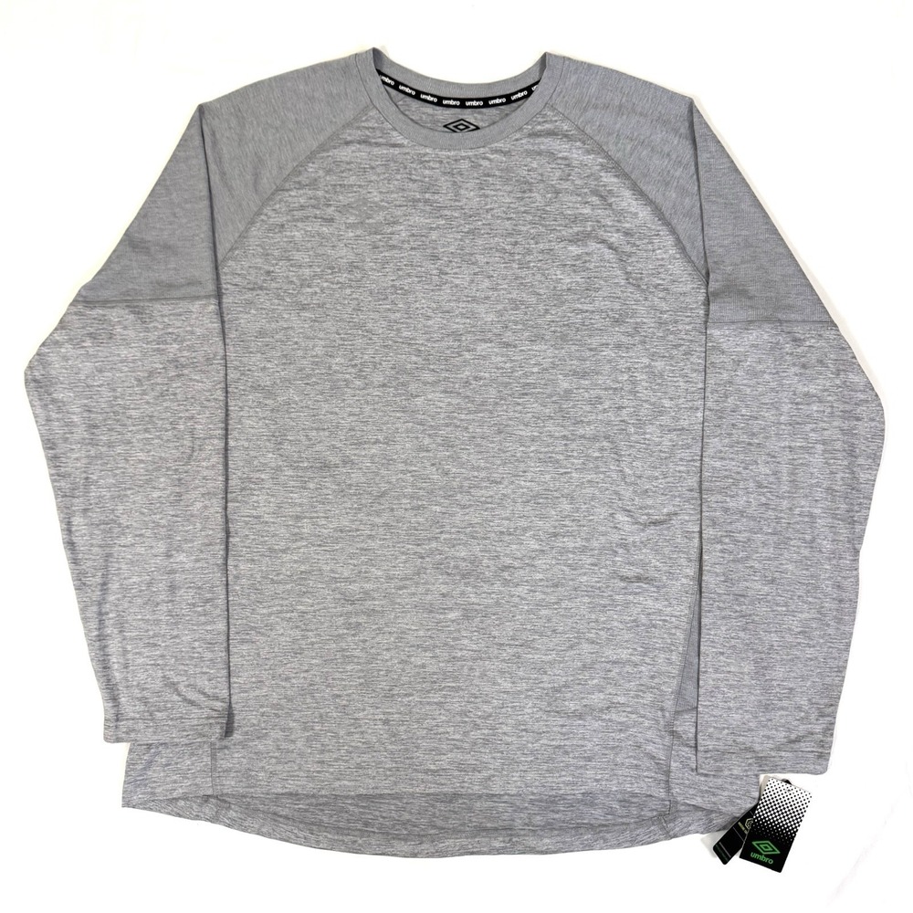Umbro NWT Men's XXL Gray Long Sleeve Soccer Training Athletic Shirt